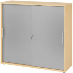 BETA S 1753S | Schiebetürenschrank | 3 OH Relinggriff Kunststoff Ahorn/Silber