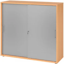 BETA S 1753S | Schiebetürenschrank | 3 OH Metallgriff Buche/Silber