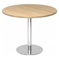 BISTRO F100R C - System Konferenztisch Ø 100 Chrom Eiche