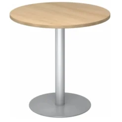 BISTRO F80R S - System Konferenztisch Ø 80 Silber Eiche
