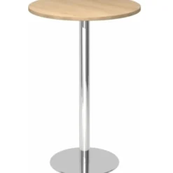 BISTRO H80R C - System Konferenztisch Ø 80 Chrom Eiche