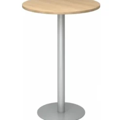 BISTRO H80R S - System Konferenztisch Ø 80 Silber Eiche