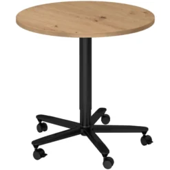 BISTRO 80R D - System Konferenztisch Ø 80 Schwarz Asteiche