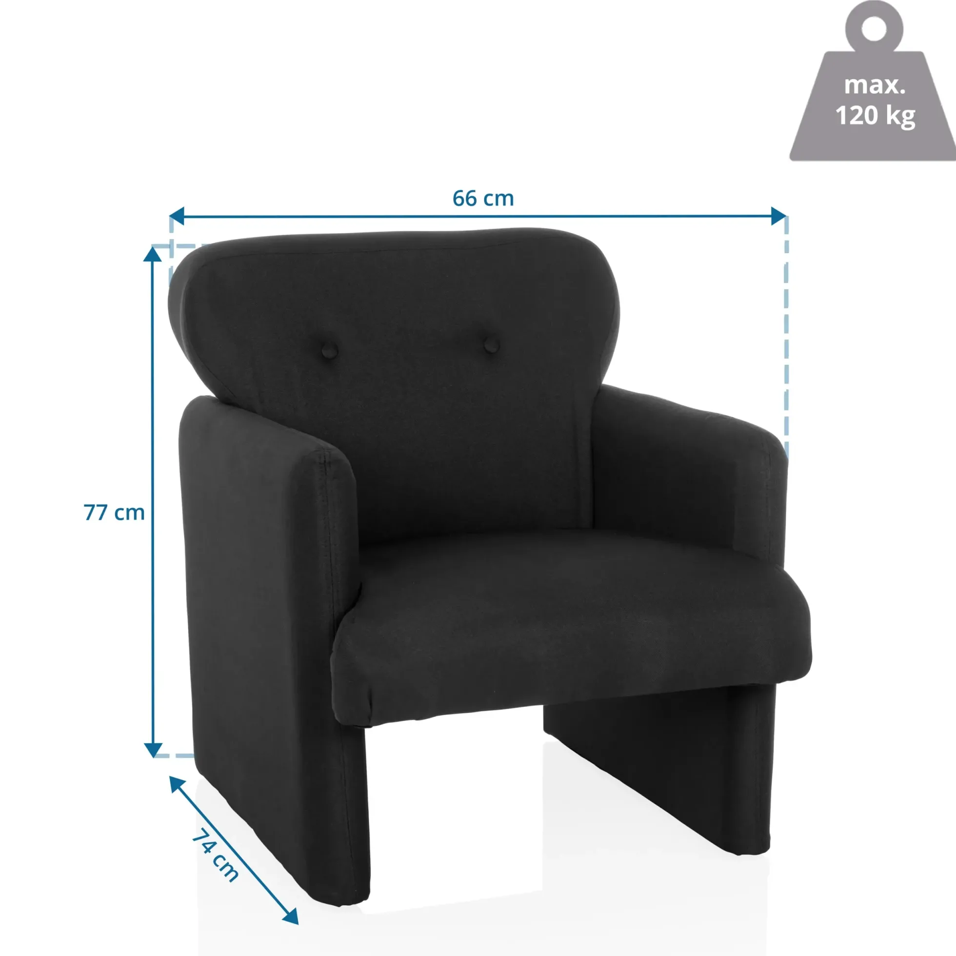 CARIPITO | 1-Sitzer | Stoff - Loungesessel Schwarz