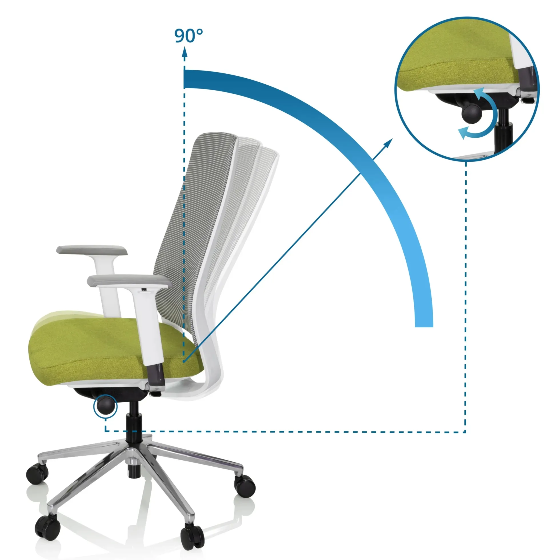 CHIARO T2 WHITE - Profi Bürostuhl Grün/Grau