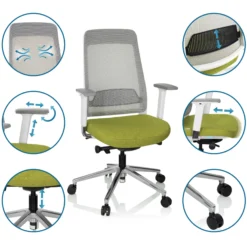 CHIARO T2 WHITE - Profi Bürostuhl Grün/Grau