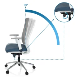 CHIARO T2 WHITE - Profi Bürostuhl Blau/Grau