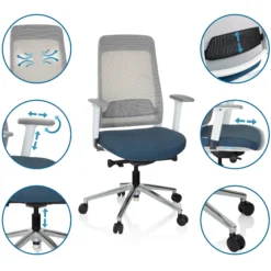 CHIARO T2 WHITE - Profi Bürostuhl Blau/Grau