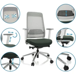 CHIARO T2 WHITE - Profi Bürostuhl Schwarzgrün/Grau