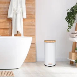 CLEAN BAMBOO | 30L - Mülleimer Weiß matt