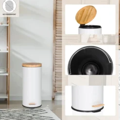 CLEAN BAMBOO | 30L - Mülleimer Weiß matt