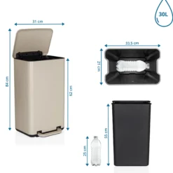 CLEAN BEVA | 30L - Mülleimer Beige