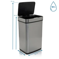 CLEAN IV | 60L - Sensor-Mülleimer Silber