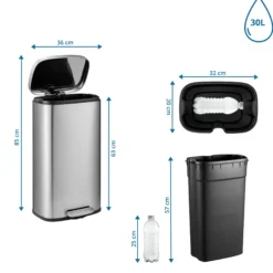 Clean 15 | 30L - Mülleimer Silber