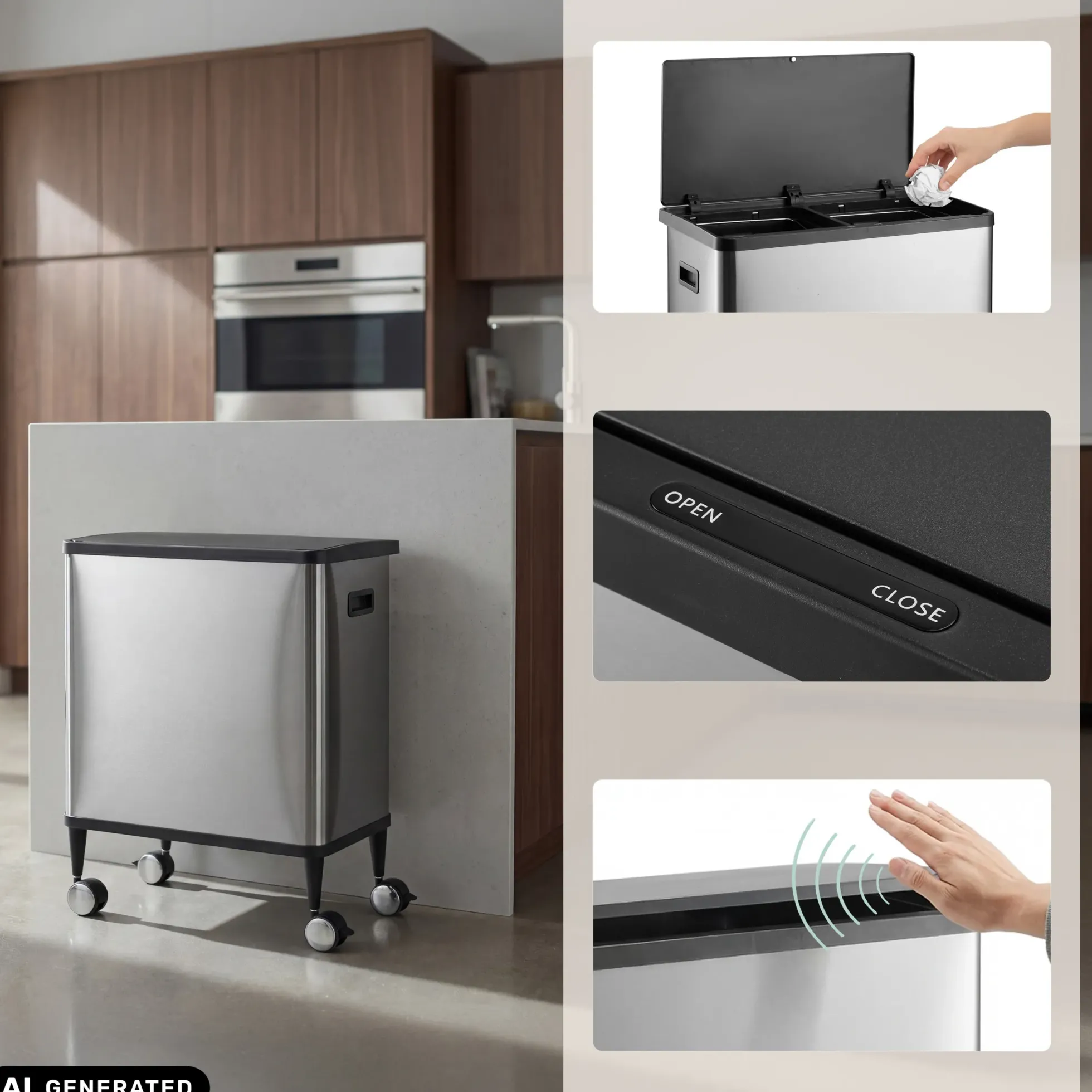Clean Mobile | 2 x 24L - Mülleimer Silber