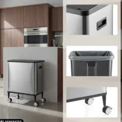 Clean Mobile | 2 x 24L - Mülleimer Silber