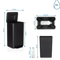 CLEAN NATURA | 30L - Mülleimer Schwarz matt