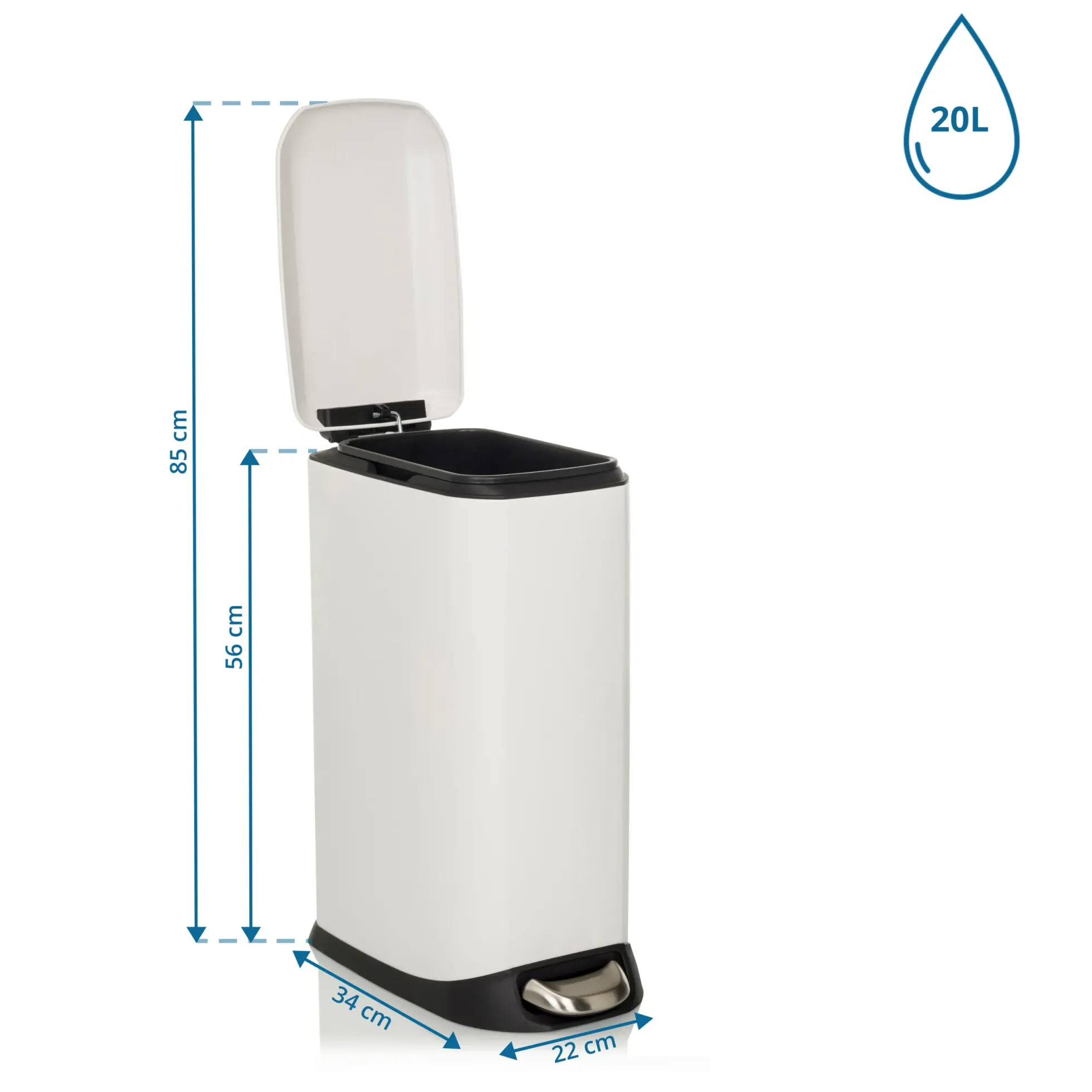 CLEAN SLIM | 20L - Mülleimer Weiß