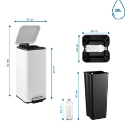 Clean Square | 30L - Mülleimer Weiß