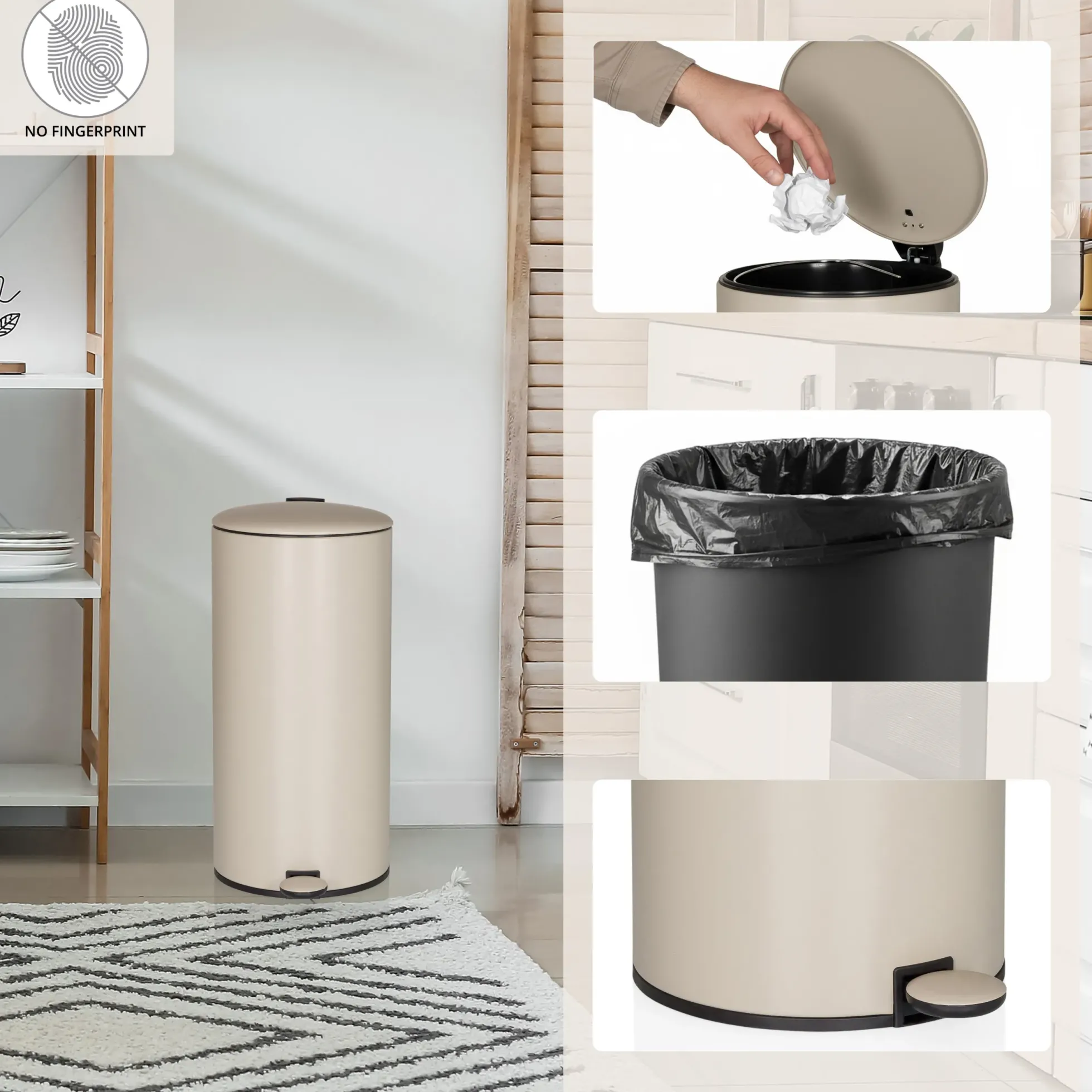CLEAN STEP 2 | 30L - Mülleimer Beige