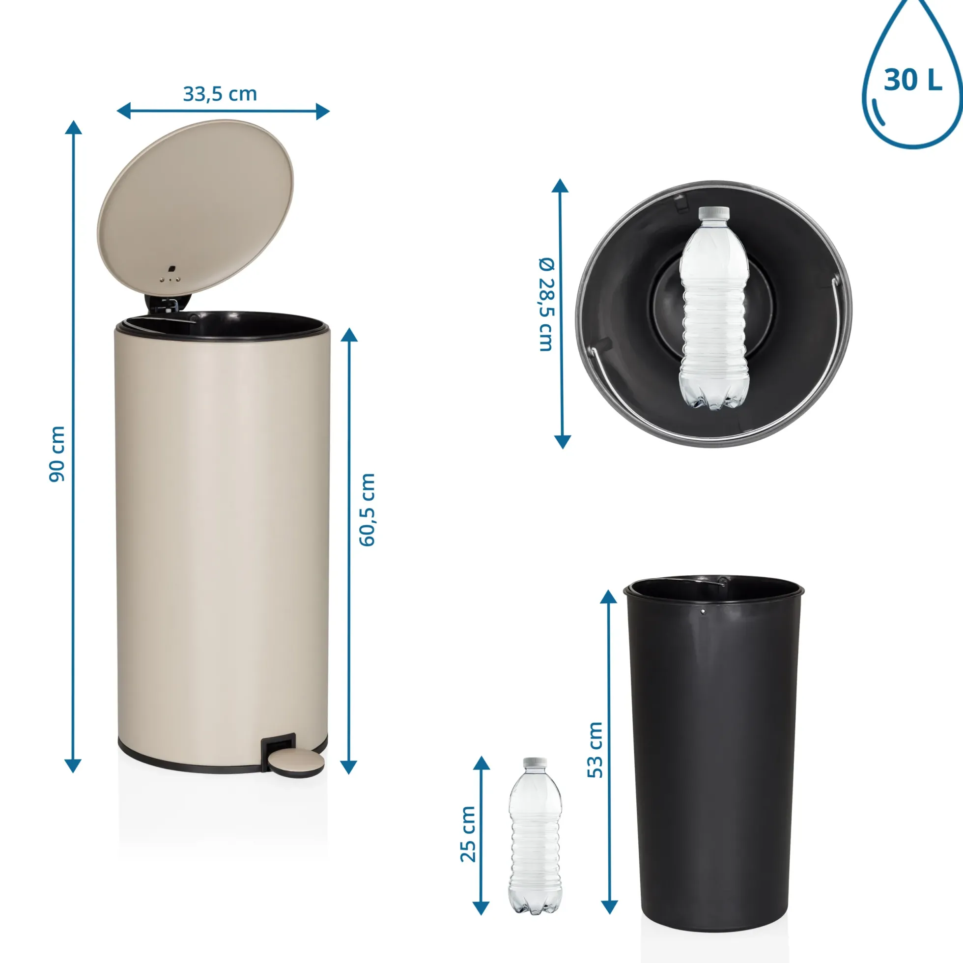 CLEAN STEP 2 | 30L - Mülleimer Beige