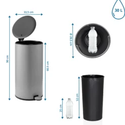 CLEAN STEP 2 | 30L - Mülleimer Grau