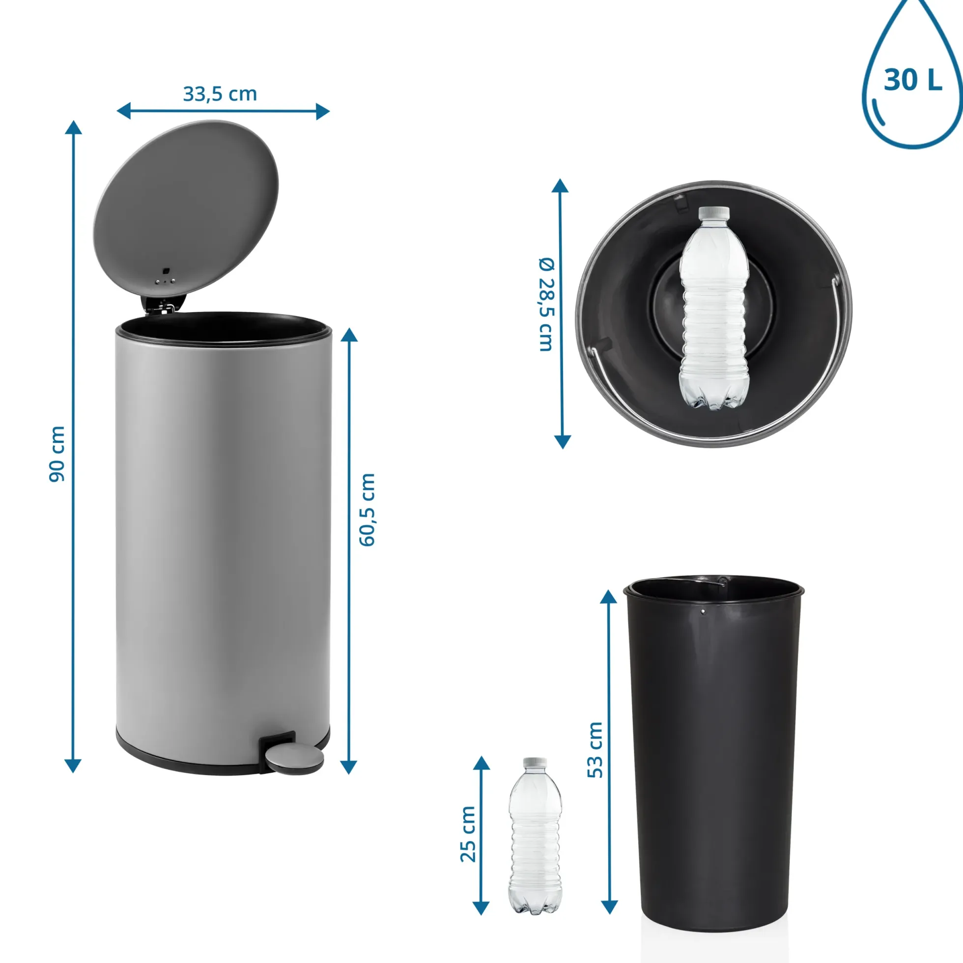 CLEAN STEP 2 | 30L - Mülleimer Grau