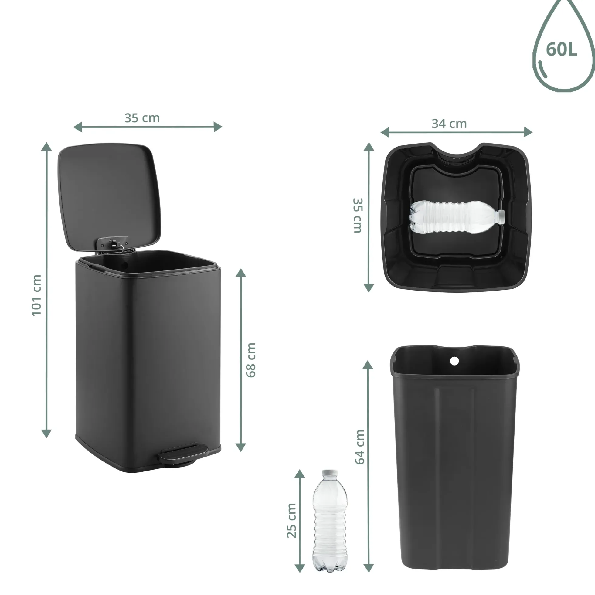 Clean Step 4 | 60L - Mülleimer Schwarz