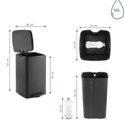 Clean Step 3 | 50L - Mülleimer Schwarz