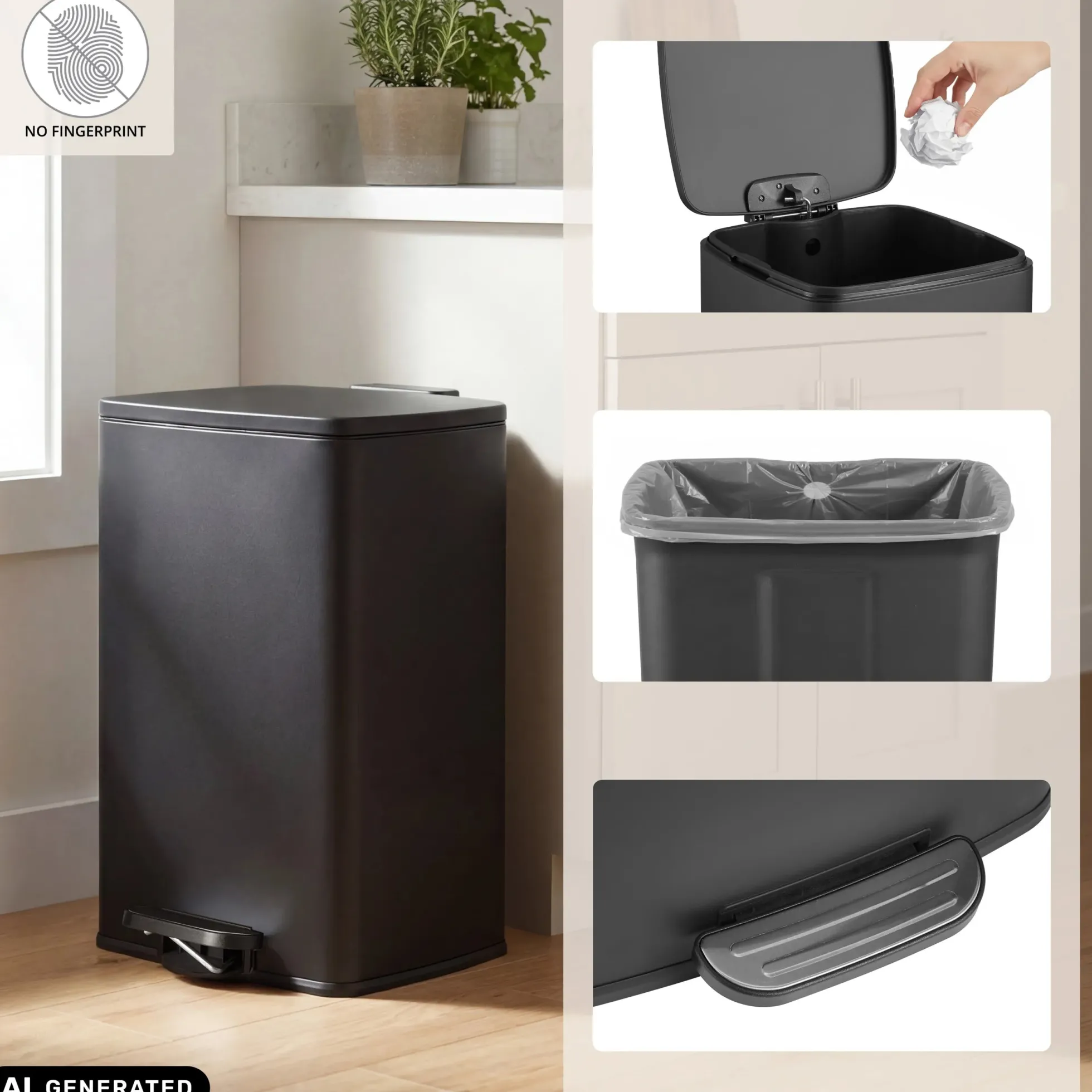 Clean Step 3 | 50L - Mülleimer Schwarz