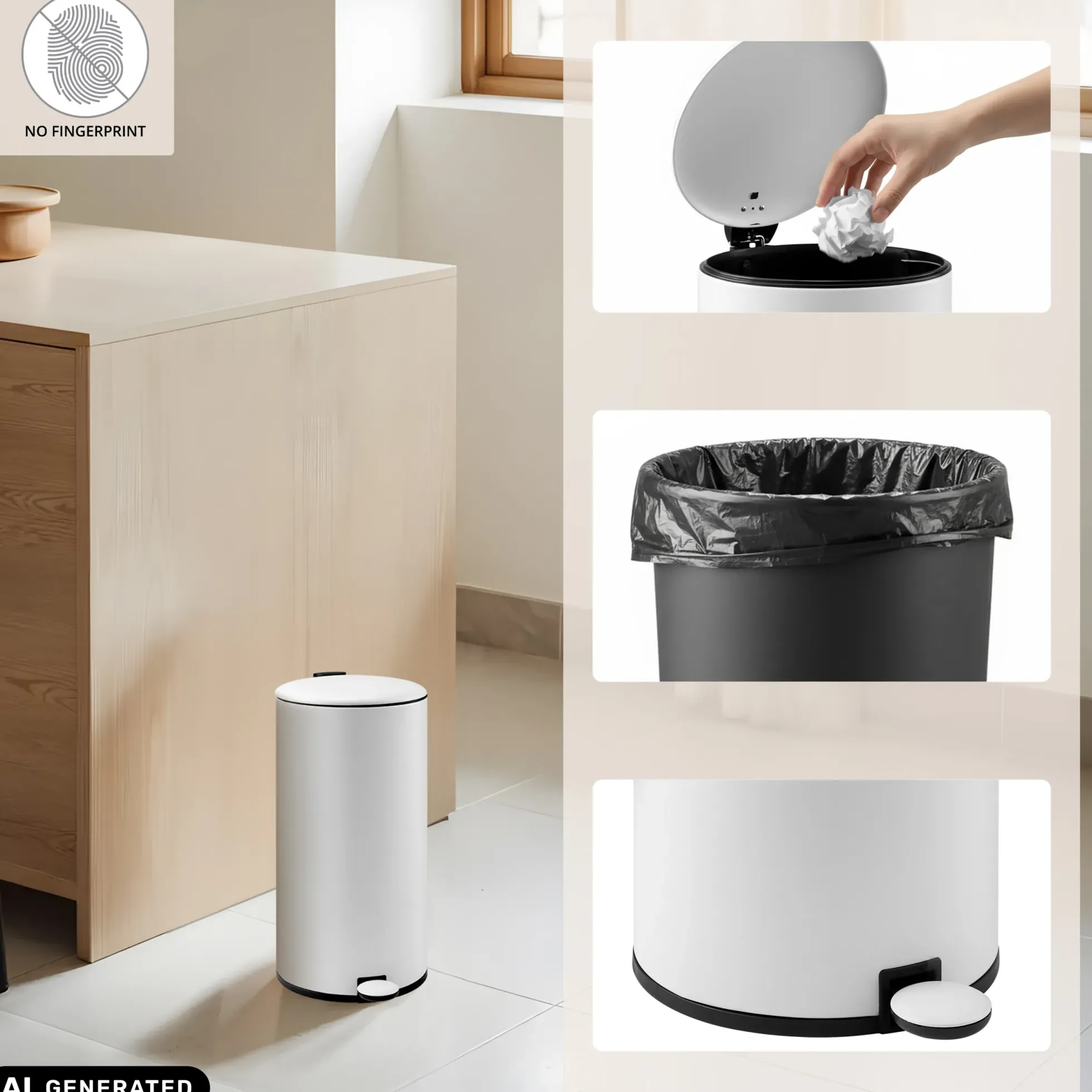 CLEAN STEP 2 | 30L - Mülleimer Weiß