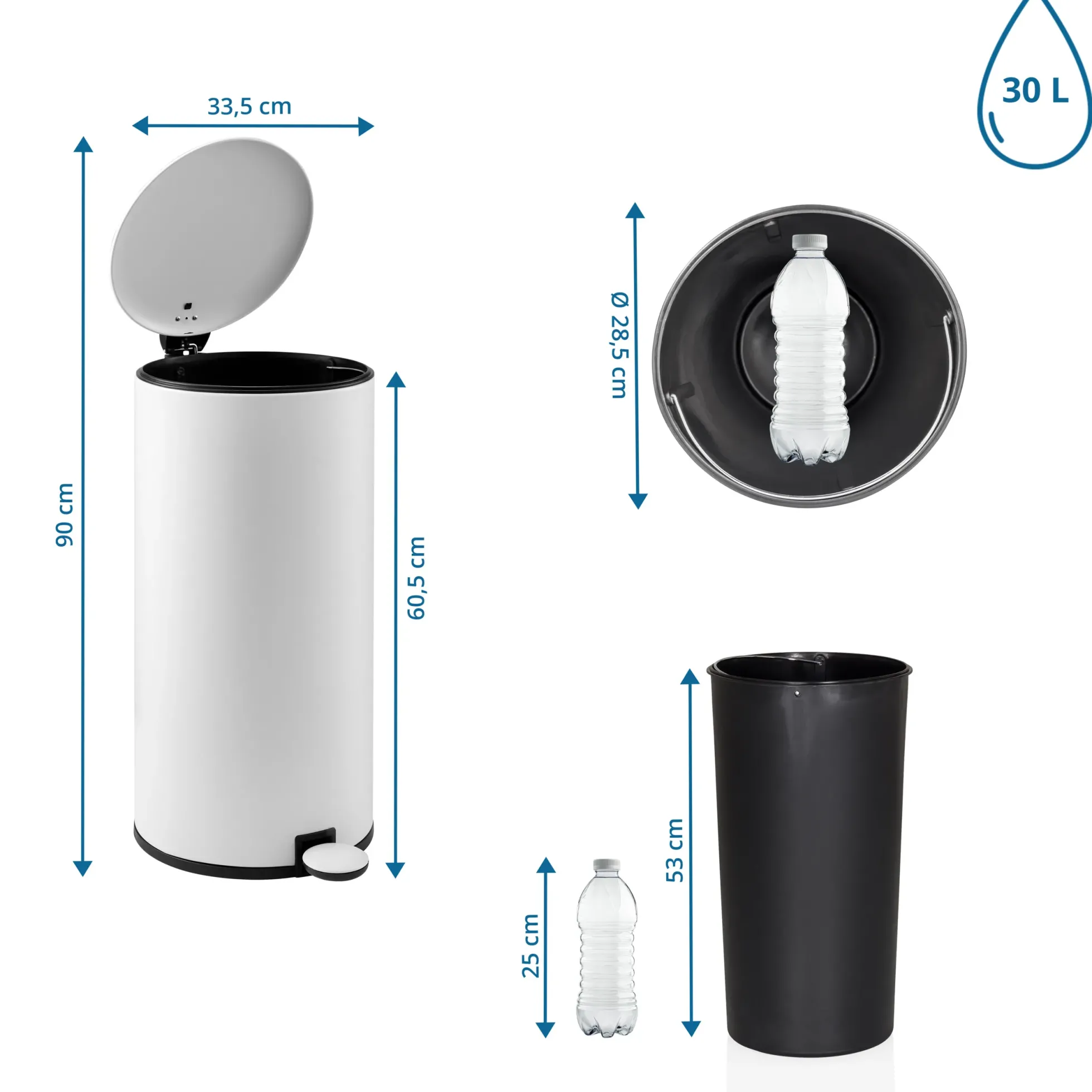 CLEAN STEP 2 | 30L - Mülleimer Weiß