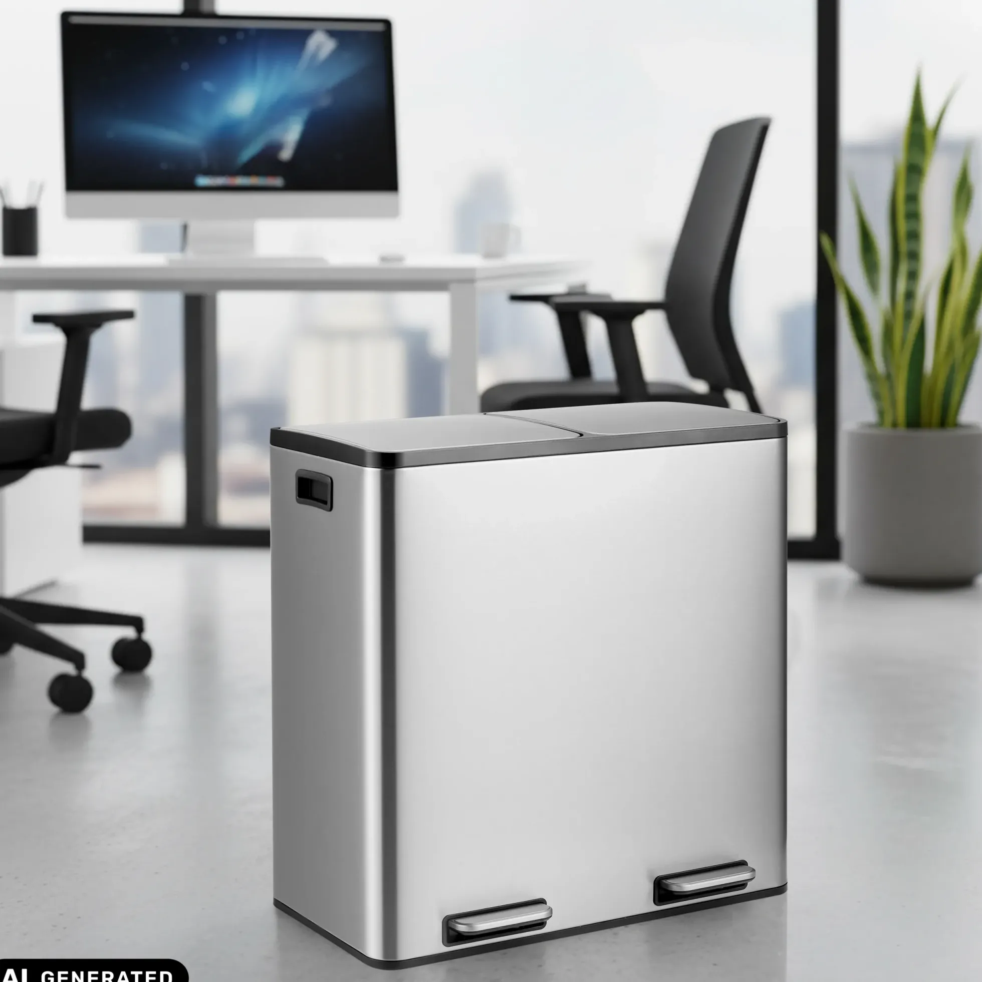 Clean 13 S | 2 x 30L - Mülleimer Silber