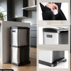 CLEAN VII | 2 x 8L | 1 x 16L - Mülleimer Silber