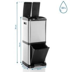 CLEAN VII | 2 x 8L | 1 x 16L - Mülleimer Silber