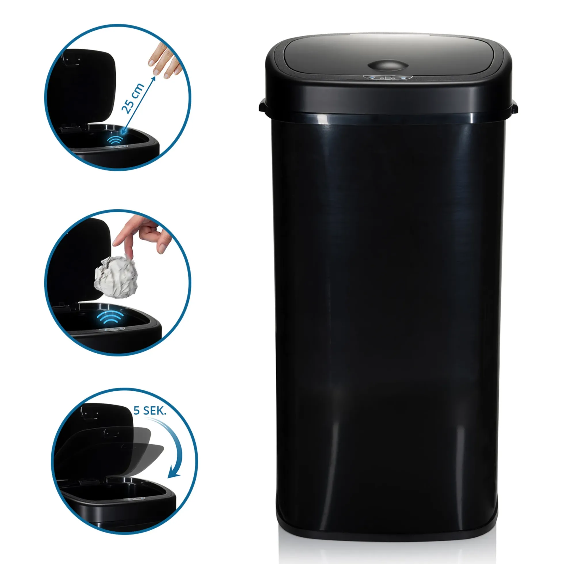 CLEAN VI | 68L - Sensor-Mülleimer Schwarz