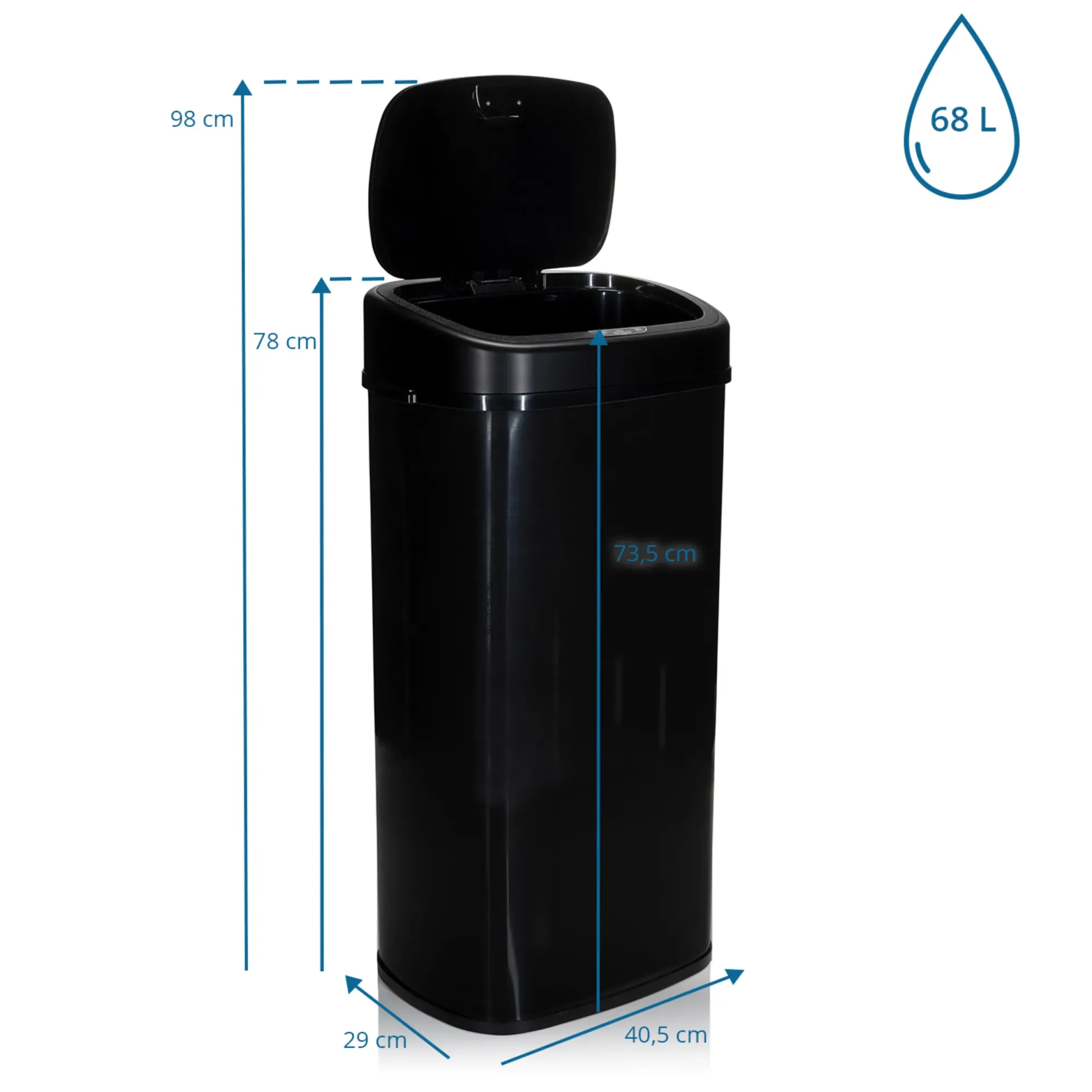 CLEAN VI | 68L - Sensor-Mülleimer Schwarz