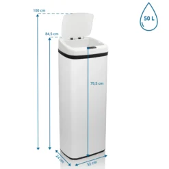 CLEAN V | 50L - Sensor-Mülleimer Weiß