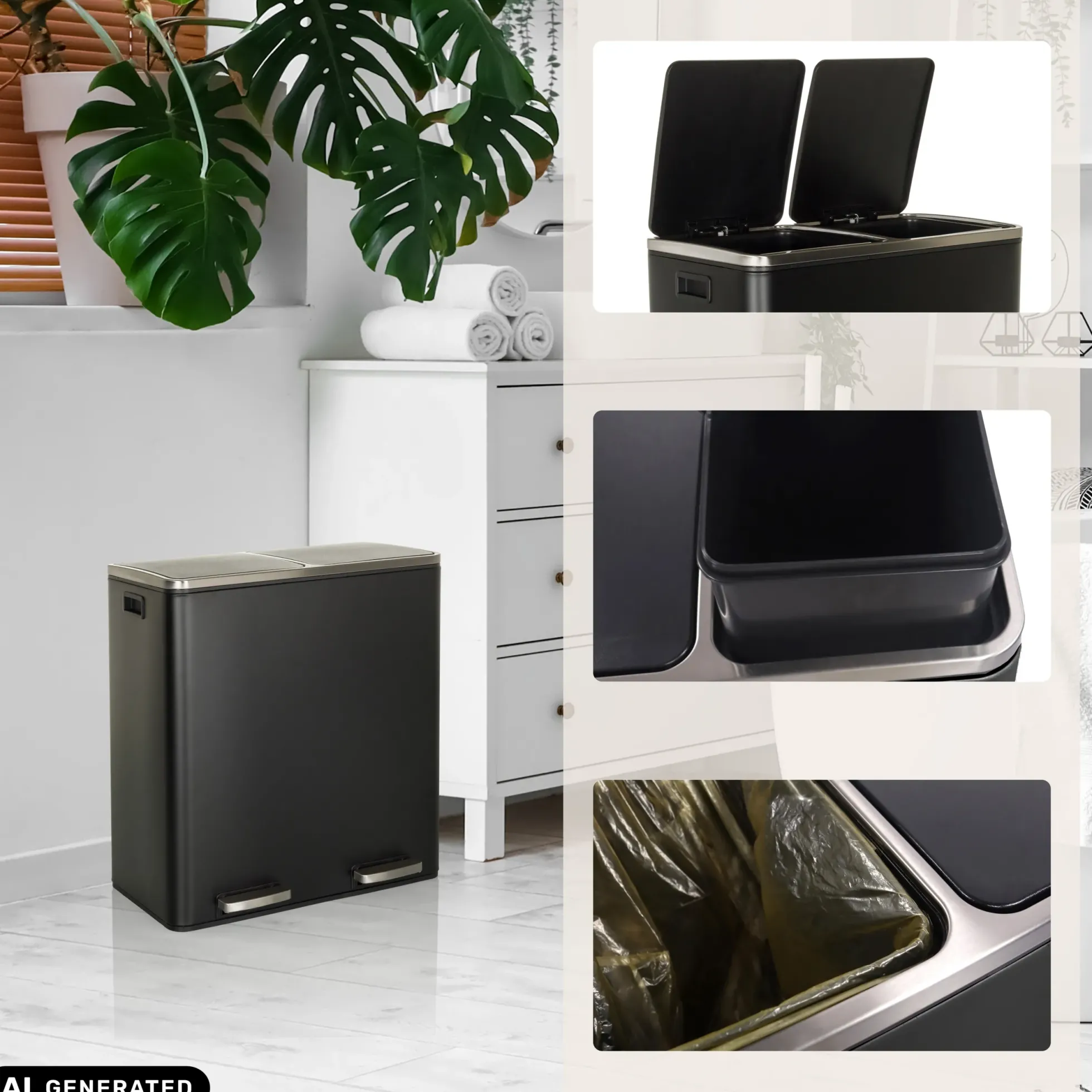 CLEAN XI | 2 x 30L - Mülleimer Schwarz