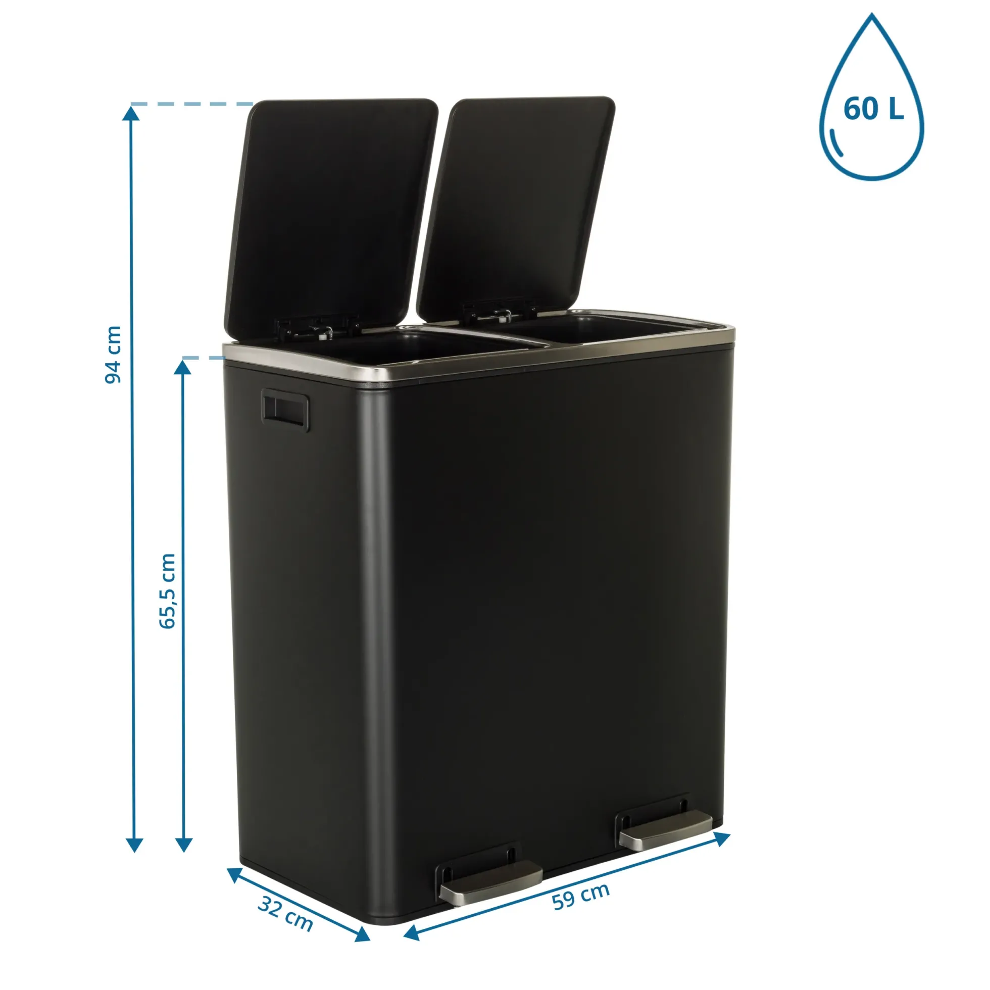 CLEAN XI | 2 x 30L - Mülleimer Schwarz