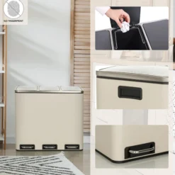 Clean 9 | 3 x 18L - Mülleimer Beige