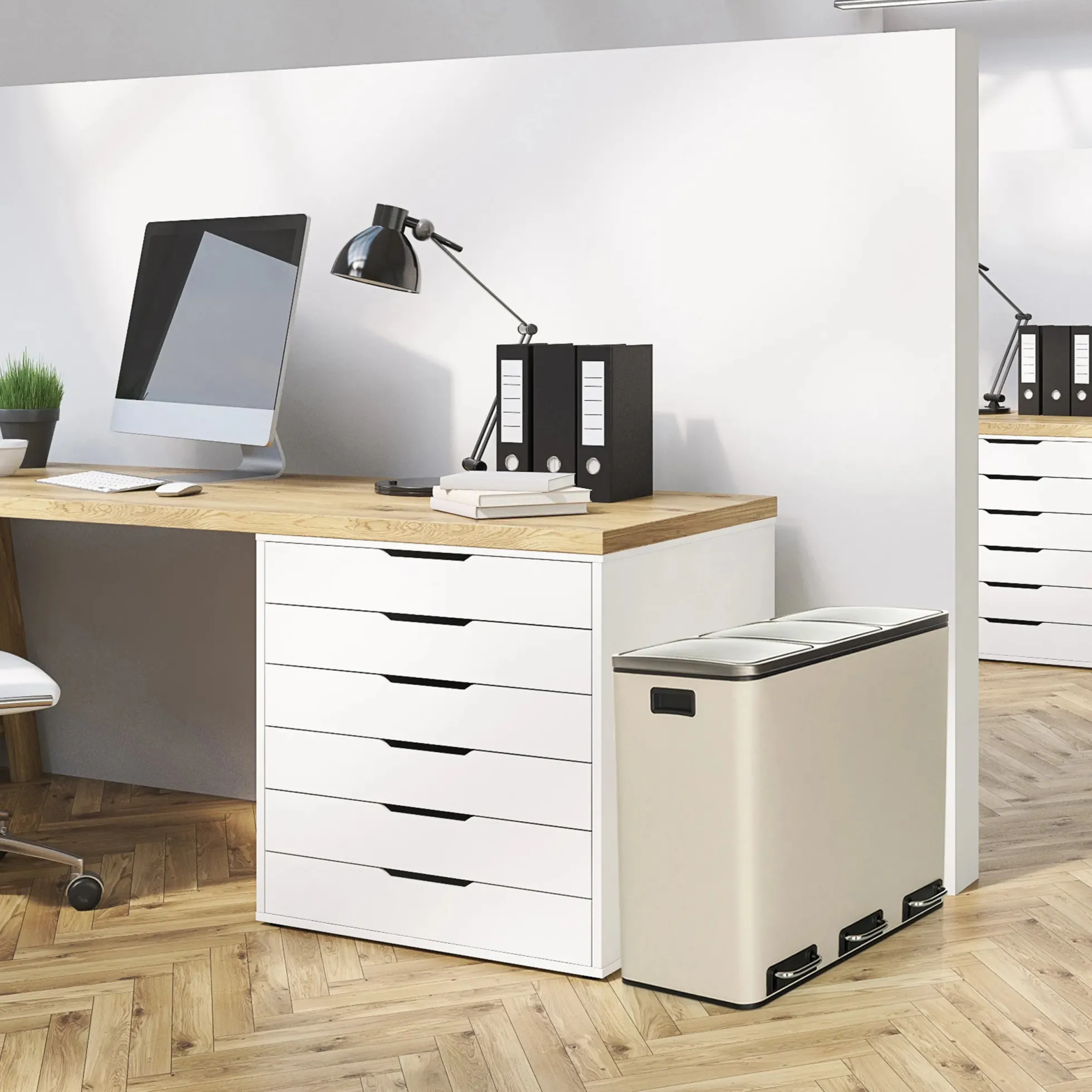 Clean 9 | 3 x 18L - Mülleimer Beige