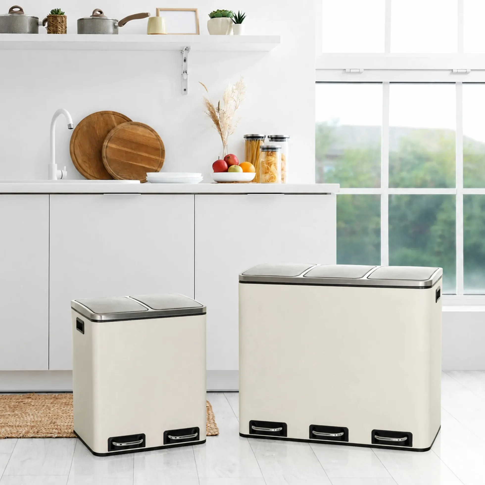 Clean 9 | 3 x 18L - Mülleimer Beige