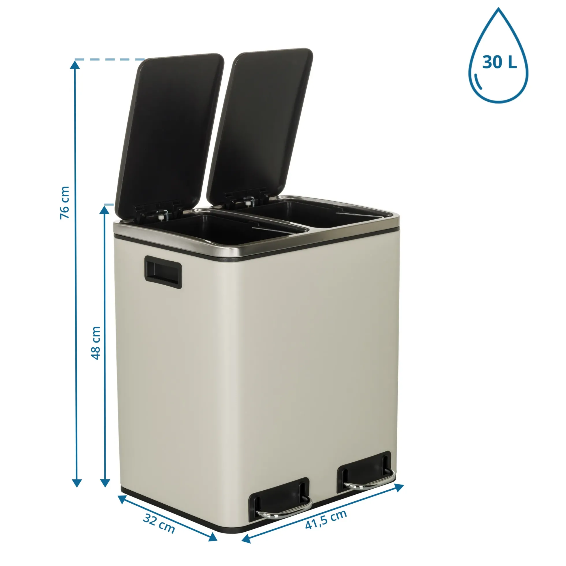 Clean 9 | 2 x 15L - Mülleimer Beige