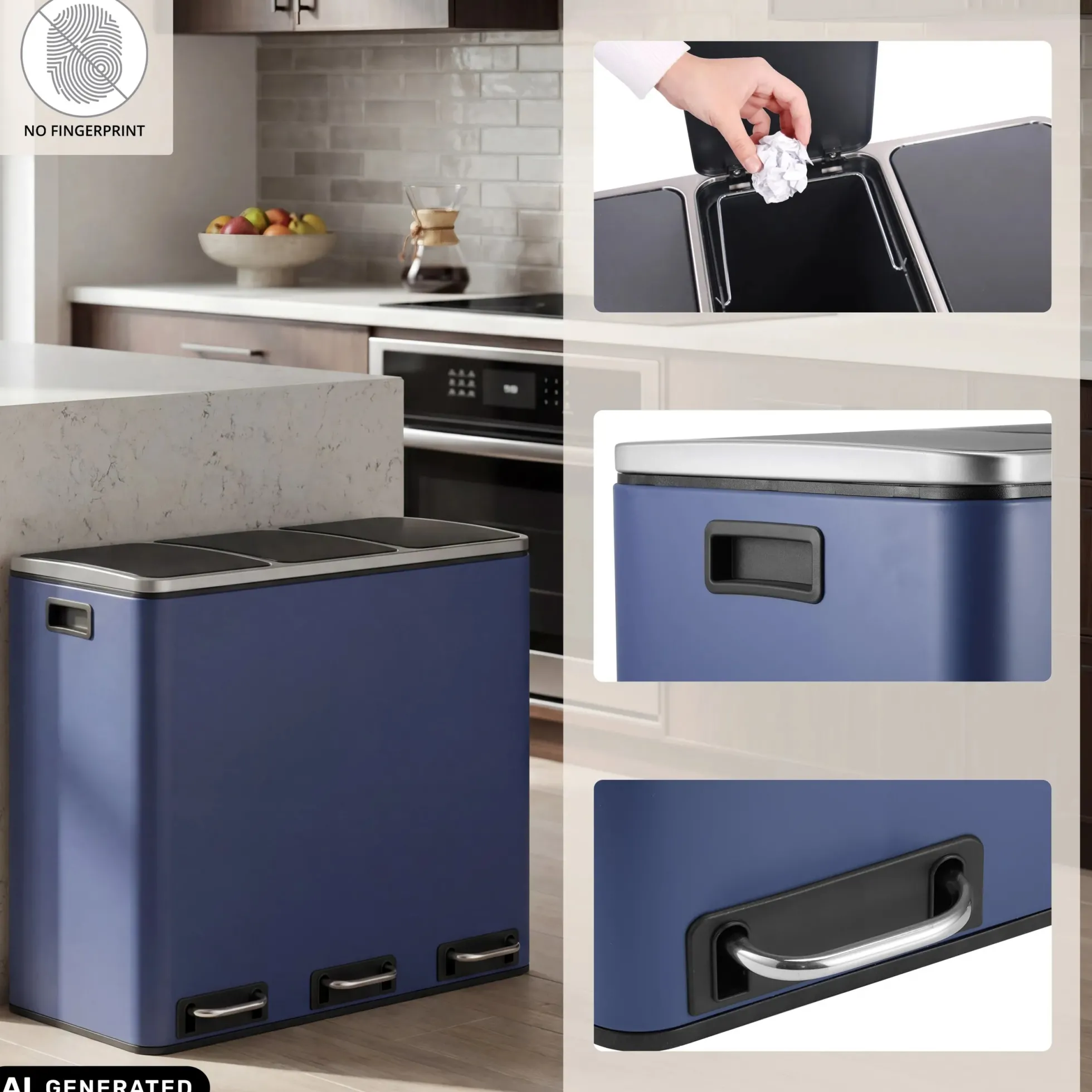Clean 9 | 3 x 18L - Mülleimer Blau