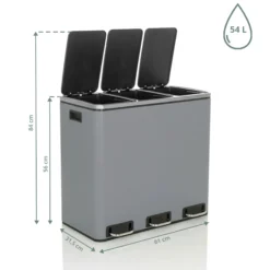 Clean 9 | 3 x 18L - Mülleimer Dunkelgrau