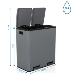 Clean 13 | 2 x 30L - Mülleimer Grau