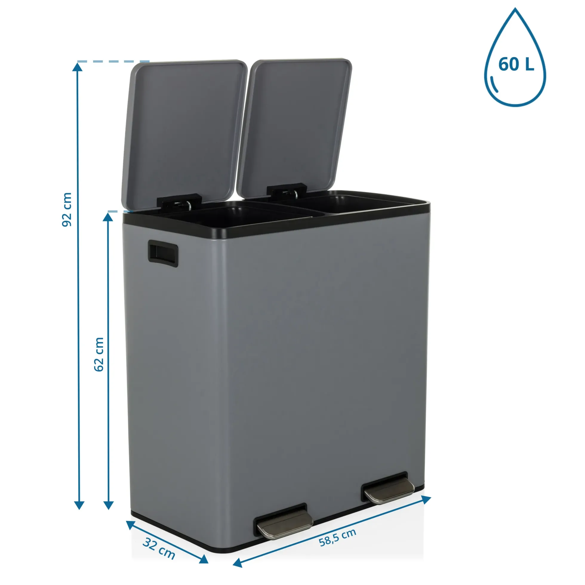 Clean 13 | 2 x 30L - Mülleimer Grau