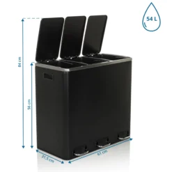 Clean 9 | 3 x 18L - Mülleimer Schwarz