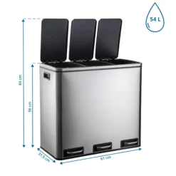 Clean 9 | 3 x 18L - Mülleimer Silber